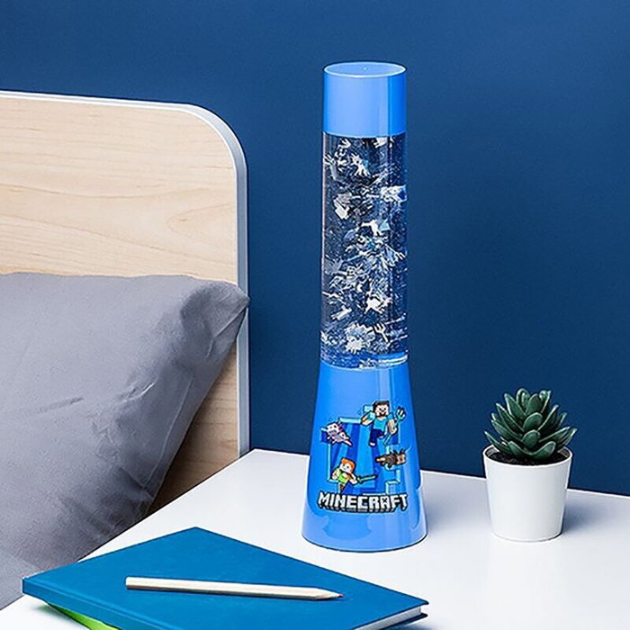 PALADONE Lámpara Minecraft 33cm con figuras flotantes reflectantes y opción de alimentación USB/pilas