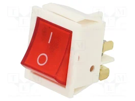 ORNO Interruptor Rocker DPST OFF-ON Rojo/Blanco