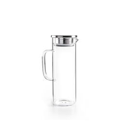 Ibili - Jarra de Vidrio Borosilicato para Nevera 1,1 l, Resistente al Choque Térmico, con Tapa de Acero Inoxidable y Junta de Silicona, Apta Lavavajillas y Microondas