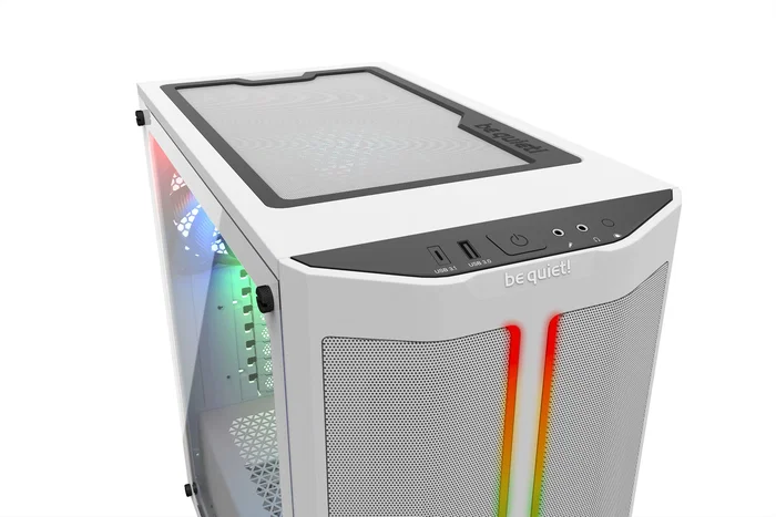 Be quiet! Pure Base 500DX Midi Torre PC ATX Blanco con Cristal Templado, Tira LED RGB Frontal, 3 Ventiladores 140mm
