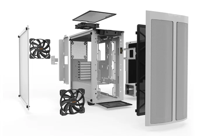 Be quiet! Pure Base 500DX Midi Torre PC ATX Blanco con Cristal Templado, Tira LED RGB Frontal, 3 Ventiladores 140mm