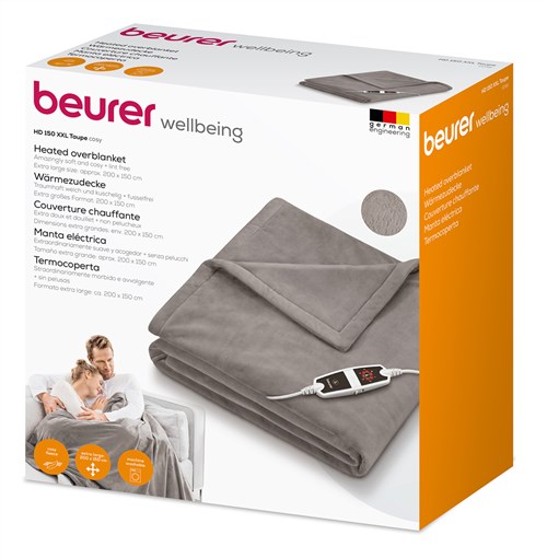 Beurer HD-150-XXL Manta Eléctrica XL Tacto Suave 6 Niveles de Temperatura Cosy Taupe