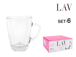 Lav Set 6 Vasos C/Asa 300 Cc Colección Vega (8 Cajas)