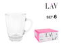 Lav Set 6 Vasos C/Asa 300 Cc Colección Vega (8 Cajas)