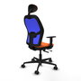 PIQUERAS Y CRESPO Silla de oficina Jorquera Sincro/Traslack Tela Naranja y Malla Azul