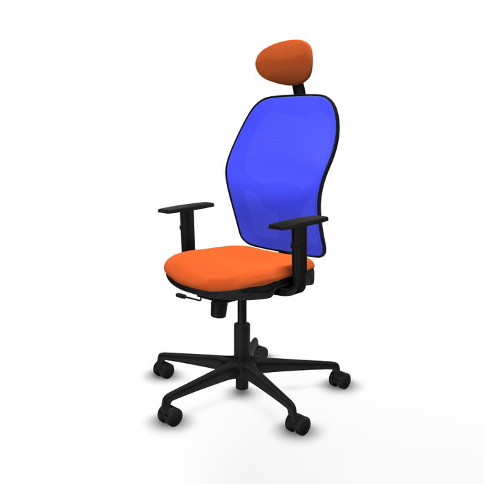 PIQUERAS Y CRESPO Silla de oficina Jorquera Sincro/Traslack Tela Naranja y Malla Azul