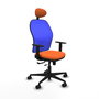 PIQUERAS Y CRESPO Silla de oficina Jorquera Sincro/Traslack Tela Naranja y Malla Azul