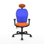 PIQUERAS Y CRESPO Silla de oficina Jorquera Sincro/Traslack Tela Naranja y Malla Azul