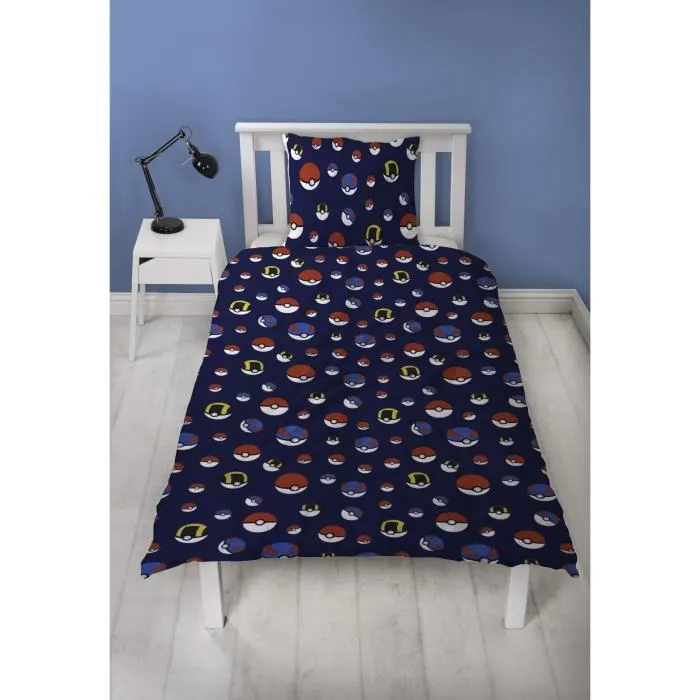Pokemon POK3700891712163 Juego de Cama Reversible Starter y Poké-ball Microfibra 140x200cm + Funda Almohada 63x63cm