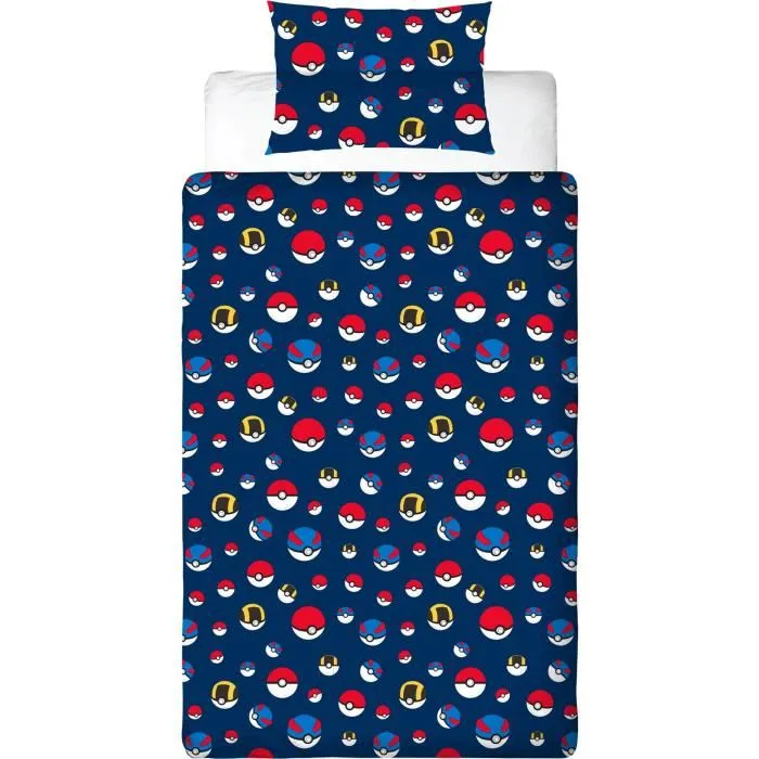 Pokemon POK3700891712163 Juego de Cama Reversible Starter y Poké-ball Microfibra 140x200cm + Funda Almohada 63x63cm