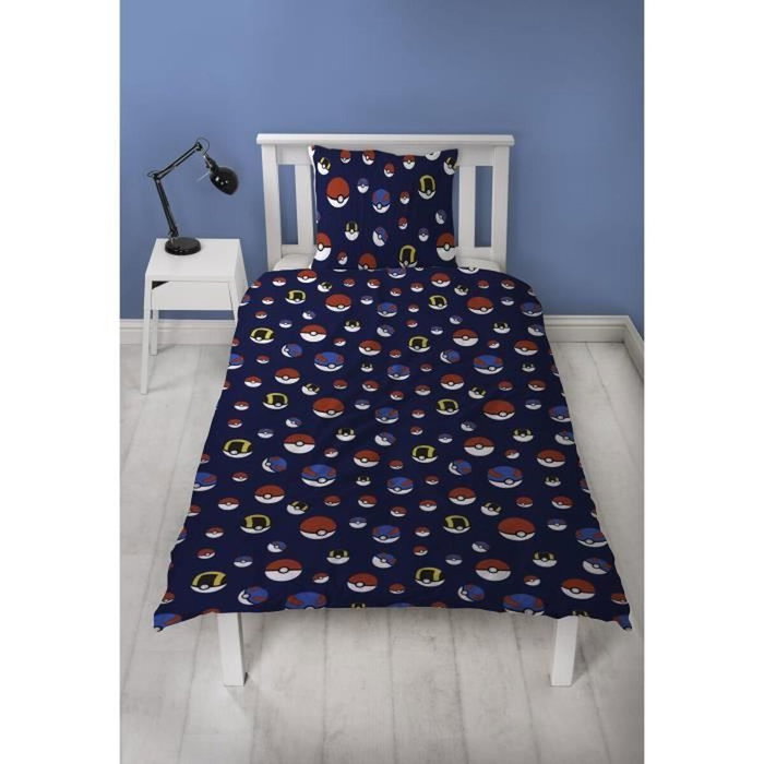 Pokemon Juego de cama reversible Starter y Poké-ball en microfibra con funda nórdica y almohada de 140 x 200 cm