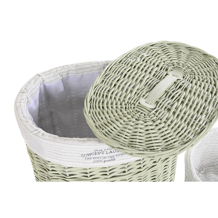 DKD Home Decor Set de 5 Cestas para la Ropa de Mimbre y Poliéster, Verde