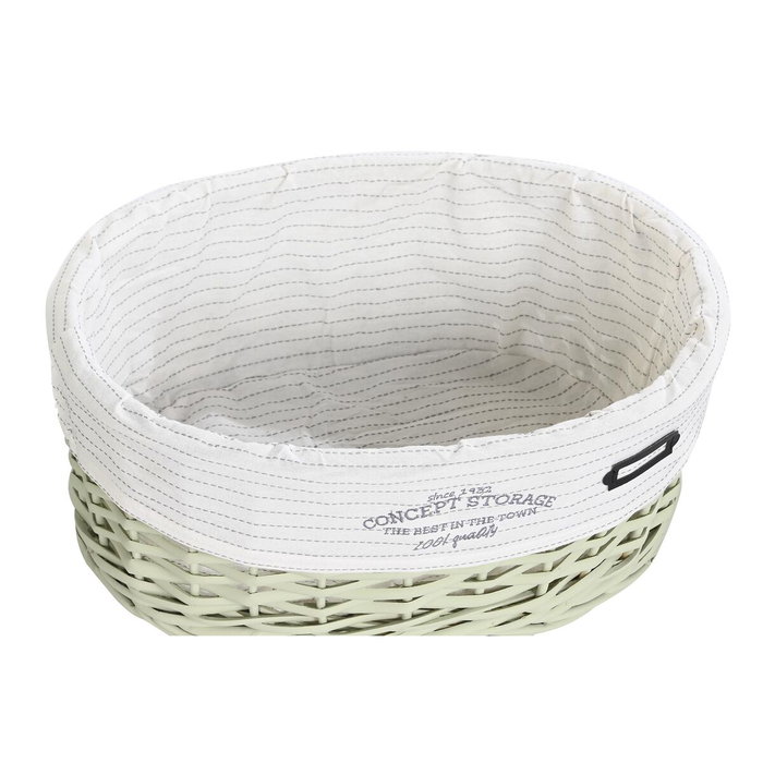DKD Home Decor Set de 5 Cestas para la Ropa de Mimbre y Poliéster, Verde