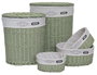 DKD Home Decor Cesta Ropa Basicos Verde Set de 5 Piezas Mimbre y Poliester 37 x 56 x 51 cm