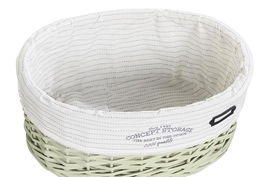 DKD Home Decor Cesta Ropa Basicos Verde Set de 5 Piezas Mimbre y Poliester 37 x 56 x 51 cm