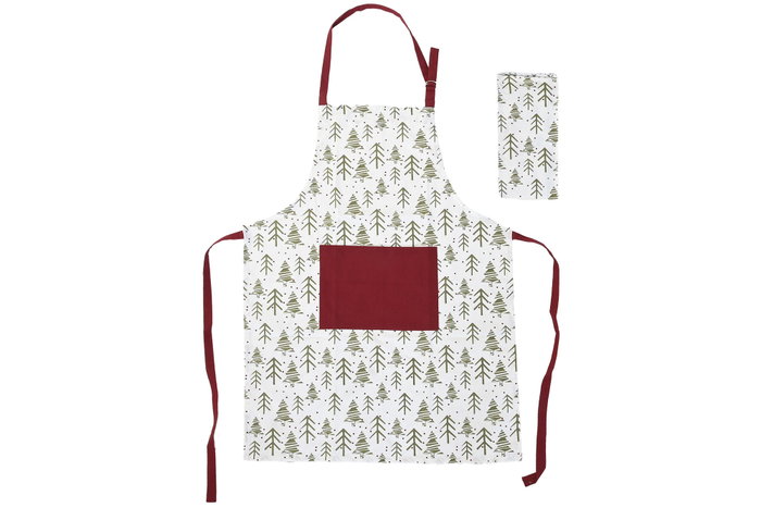 DKD Home Decor Delantal Navidad Alpina Verde Rojo 60 x 80 cm Set de 2