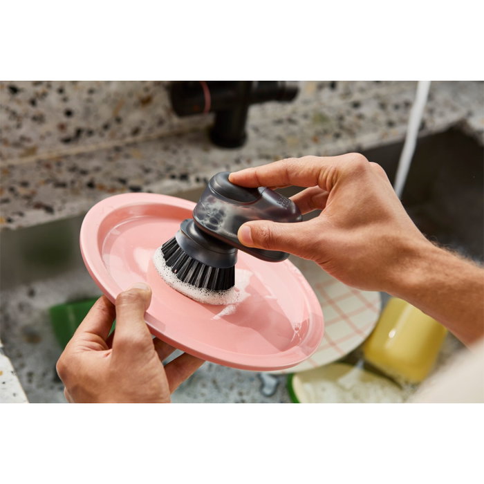 Joseph Joseph SinkTech Cepillo de Lavado con Soporte de Acero Inoxidable y Dispensador de Jabón, Gris