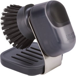 Joseph Joseph SinkTech Cepillo de Lavado con Soporte de Acero Inoxidable y Dispensador de Jabón, Gris