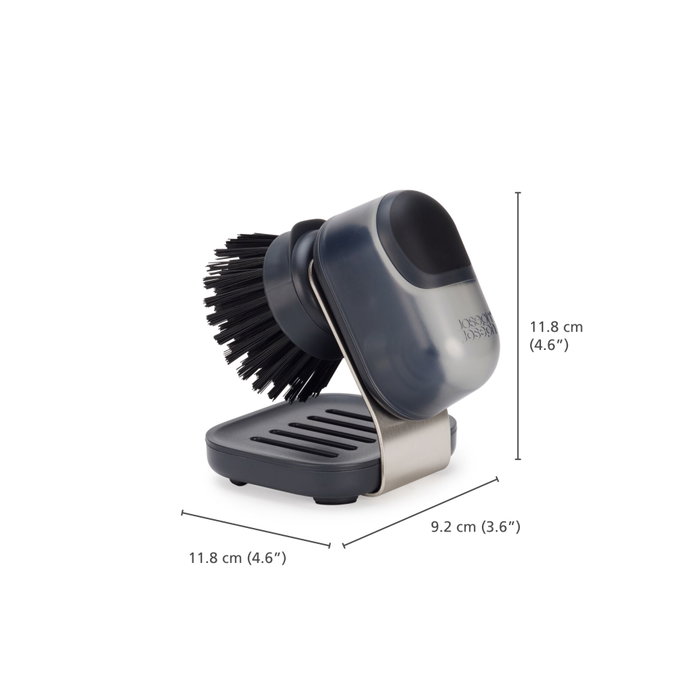 Joseph Joseph SinkTech Cepillo de Lavado con Soporte de Acero Inoxidable y Dispensador de Jabón, Gris