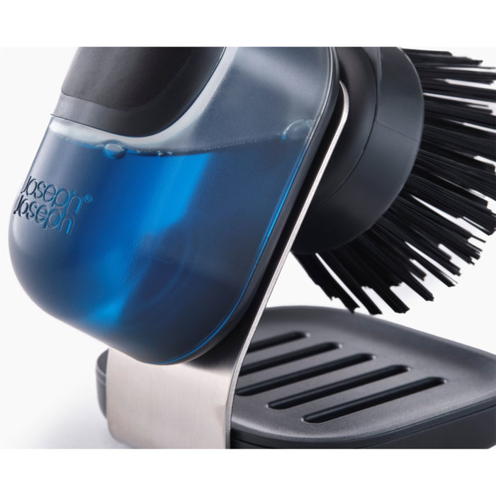 Joseph Joseph SinkTech Cepillo de Lavado con Soporte de Acero Inoxidable y Dispensador de Jabón, Gris