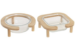 DKD Home Decor Pack de 2 Comederos de Borosilicato de 1L