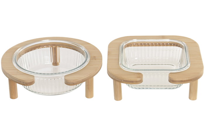 DKD Home Decor Pack de 2 Comederos de Borosilicato de 1L