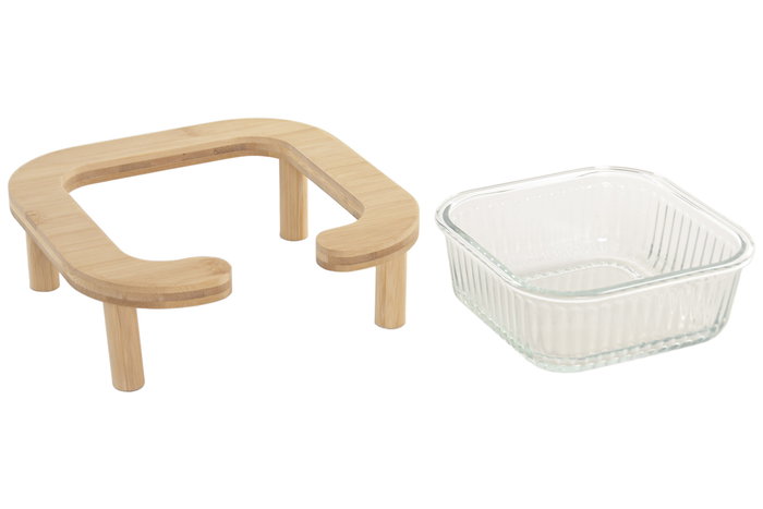 DKD Home Decor Pack de 2 Comederos de Borosilicato de 1L