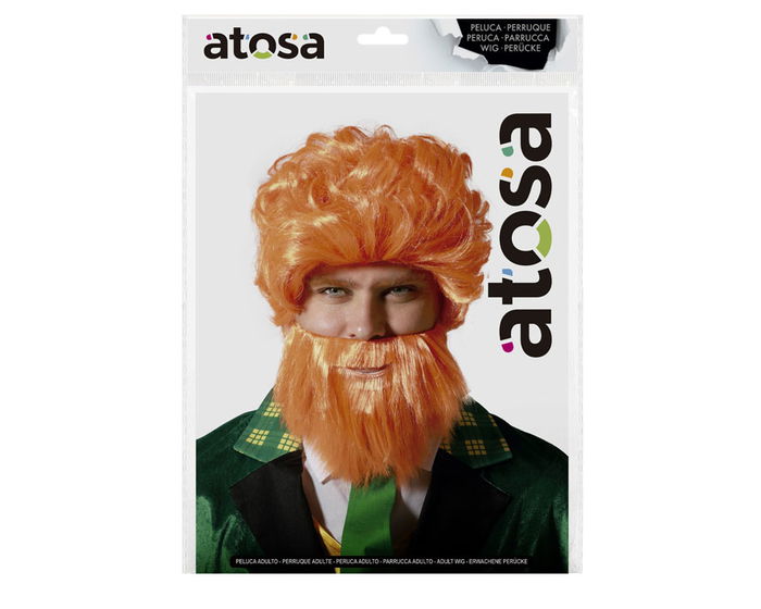 Peluca y Barba Pelirroja de Duende para Fiestas Temáticas y Disfraces