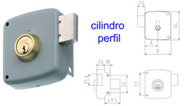 MCM Cerradura de Sobreponer 2524P 80 mm Izquierda Pintada con Cilindro de Perfil