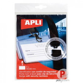 APLI PAPER Bolsa de 5 identificadores con cordón de seguridad 90x56 mm