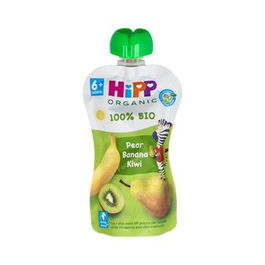 HIPP Purés Bebibles de Kiwi, Pera y Plátano 100Gr Bio para Bebés a Partir de 6 Meses