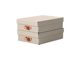 Leitz Caja de Almacenaje Baja de Cartón con Asa de Piel, Azul, Pack de 2 Unidades, 8 Litros