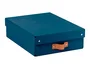 Leitz Caja de Almacenaje Baja de Cartón con Asa de Piel, Azul, Pack de 2 Unidades, 8 Litros
