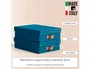 Leitz Caja de Almacenaje Baja de Cartón con Asa de Piel, Azul, Pack de 2 Unidades, 8 Litros