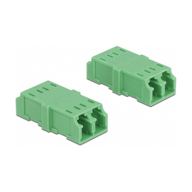 DeLOCK Acoplador de Fibra Óptica LC Duplex hembra a hembra, Verde, 4 piezas