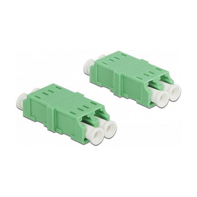 DeLOCK Acoplador de Fibra Óptica LC Duplex hembra a hembra, Verde, 4 piezas