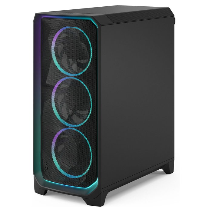 Fractal Design Meshify 3 Mid Tower Chasis Negro ATX/EATX/mATX/ITX con Panel Lateral Templado RGB Pro Ambience Black TG Light Tint, 3 Ventiladores 140mm