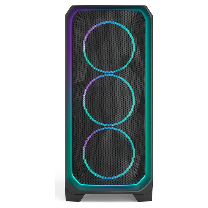Fractal Design Meshify 3 Mid Tower Chasis Negro ATX/EATX/mATX/ITX con Panel Lateral Templado RGB Pro Ambience Black TG Light Tint, 3 Ventiladores 140mm