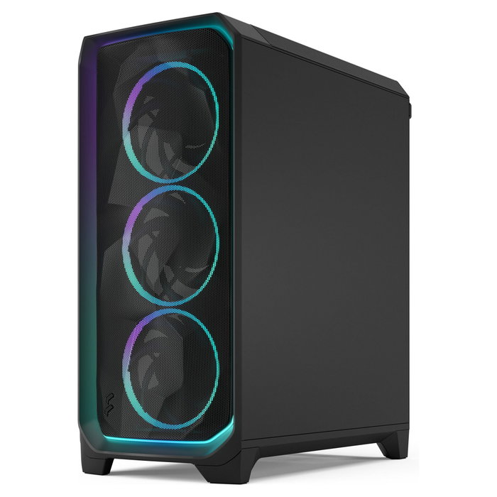 Fractal Design Meshify 3 Mid Tower Chasis Negro ATX/EATX/mATX/ITX con Panel Lateral Templado RGB Pro Ambience Black TG Light Tint, 3 Ventiladores 140mm