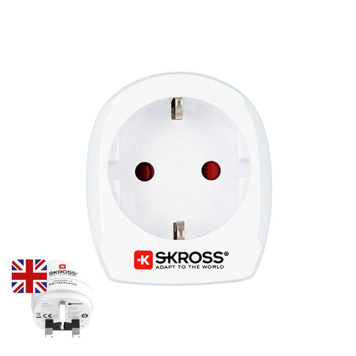 Skross 1500230-e Adaptador de Viaje de Europa a Reino Unido para Enchufes con y sin Toma de Tierra Skross 1500230-e Adaptador de Viaje de Europa a Reino Unido para Enchufes con y sin Toma de Tierra