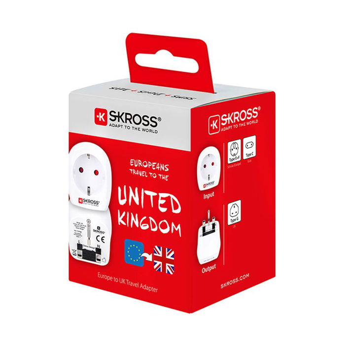 Skross 1500230-e Adaptador de Viaje de Europa a Reino Unido para Enchufes con y sin Toma de Tierra Skross 1500230-e Adaptador de Viaje de Europa a Reino Unido para Enchufes con y sin Toma de Tierra