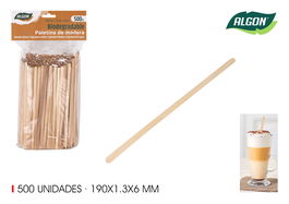 Algon Set 500 Paletinas Madera 19 cm x 0.5 cm x 0.2 cm (20 Unidades)