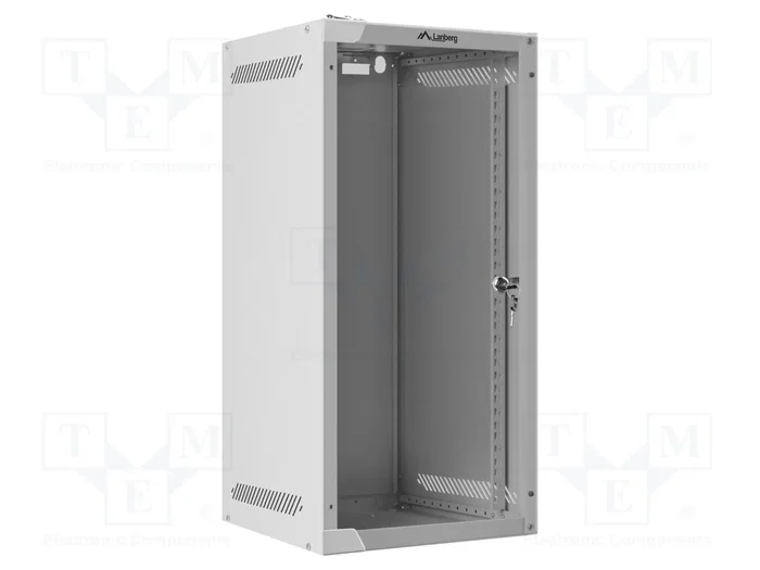 Lanberg Armario rack mural 10 pulgadas 12U Gris con puerta de cristal