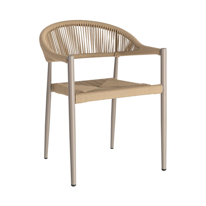 Ixia Silla Apilable de Aluminio y Ratán PE Beige