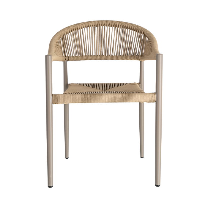 Ixia Silla Apilable de Aluminio y Ratán PE Beige