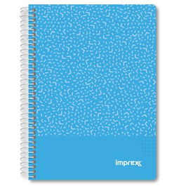 Imprex Cuaderno Espiral Tapa PP A5 80H 90Gr 4x4 Azul (Set de 4) (Set de 4)