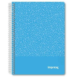 IMPREX Set de 4 Cuadernos de Espiral A5 Tapa PP Azul 80H 90gr 4x4