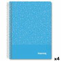 IMPREX Set de 4 Cuadernos de Espiral A5 Tapa PP Azul 80H 90gr 4x4