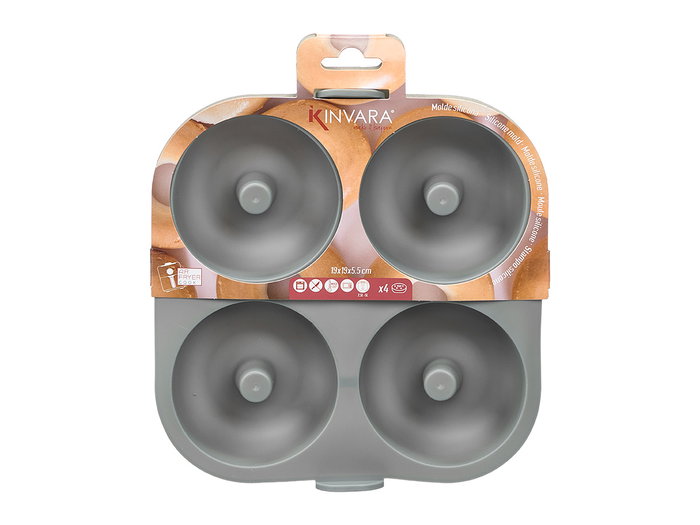 Kinvara Molde Silicona Rosca 4 Huecos para Freidora de Aire 26.5x11.5x20.5 cm Gris (Set de 24)