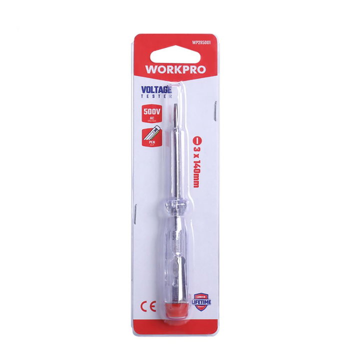 Workpro Destornillador Buscapolos 100 - 250 VAC con Mango Transparente y Clip